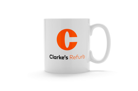 Clarke's Refurb branded mug