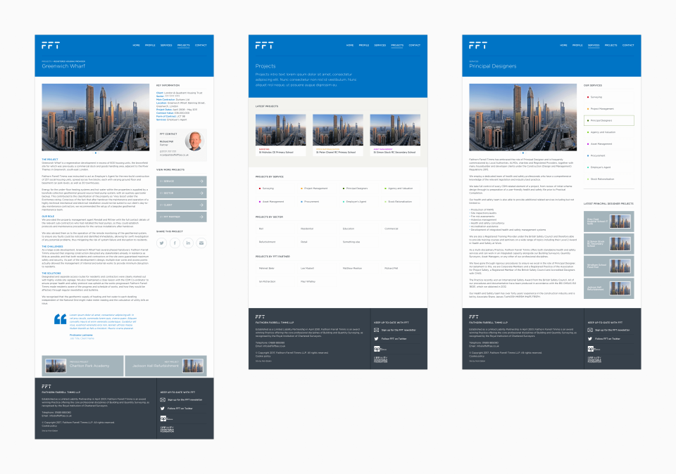 Faithorn Farrell Timms (FFT) website layouts