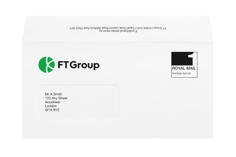 FT Group branded window envelope