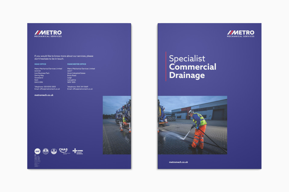 Metro Mechanical Services brochure front and back pages