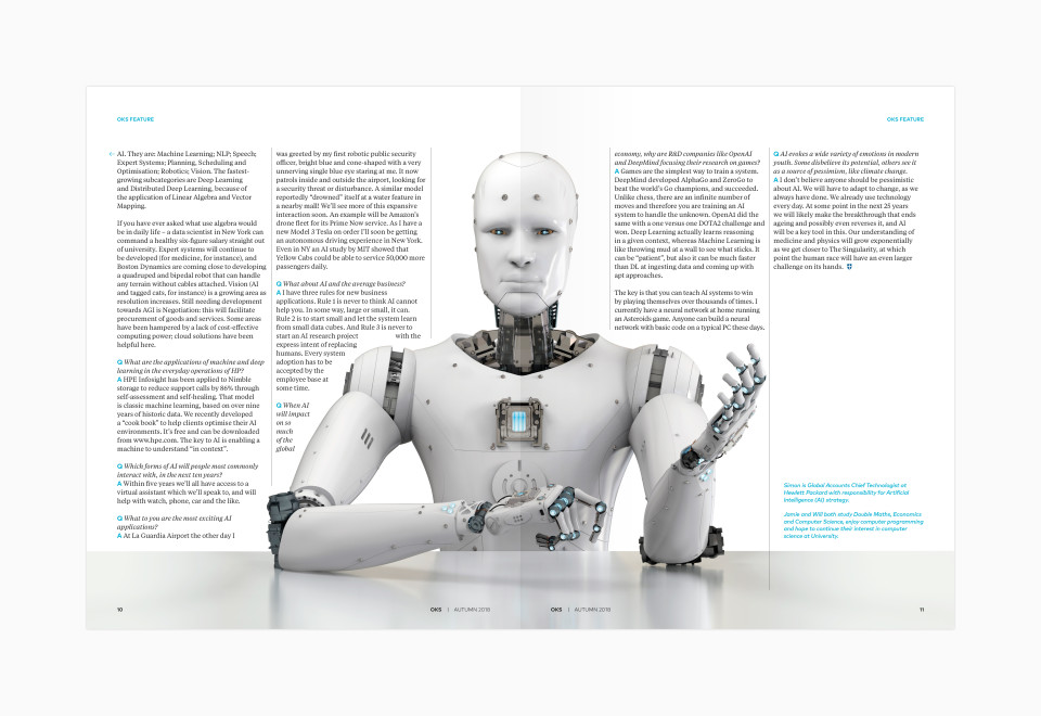 King's School OKS Magazine layout for the artificial intelligence feature
